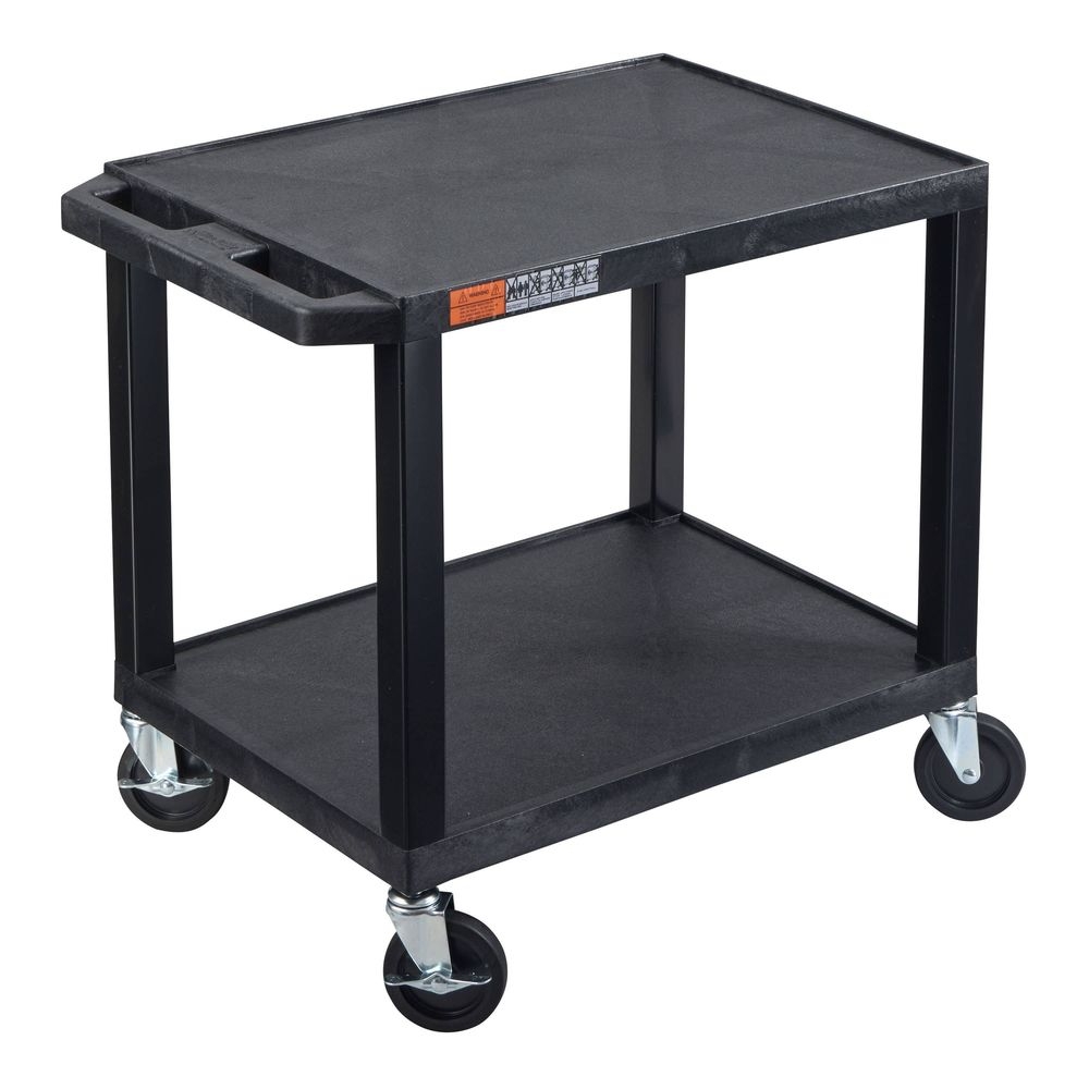 Luxor Tuffy Black Two-shelf Multi-purpose Utility Cart With Black Legs, 24 X 18 X 24.5 Inch