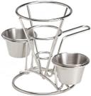 GET Enterprises Stainless Steel Fry Cone with 2 Holders and Handle, 4.25 inch Dia -- 12 per case