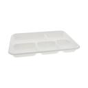 Pactiv White PFAS Free Compostable Molded Fiber 5 Compartment Tray, 10 x 8 x 1 inch -- 240 per case