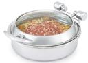 Vollrath Intrigue Stainless Steel Round Induction Chafer with Glass Top, 6 Quart