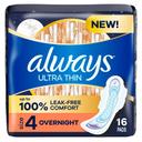 Always Ultra Unscented Thin Size 4 Overnight Pads with Wings, 16 count -- 12 per case