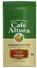 Cafe Altura Organic Whole Bean Dark Roast Coffee, 2 Pound