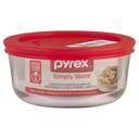 Pyrex Red Glass Round 2 Cup Storage Container with Plastic Lid, 4.75 x 2.25 inch -- 6 per case