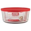 Pyrex Red Glass Round 7 Cup Food Storage Container with Plastic Lid, 7.5 x 3.25 inch -- 4 per case