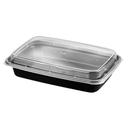 CTC 28 Ounce Rectangular Black Base with Clear Lid Takeout Container, 150 count