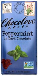 Chocolove 55 Percent Cocoa Peppermint Dark Chocolate Bar, 3.2 Ounce -- 144 per case