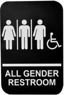 Tablecraft All Gender Restroom White Lettering On Black Sign