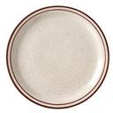 Vertex China Caravan Brown Speckled Double Band Undecorated American White Narrow Rim Plate, 6 1/2 inch -- 36 per case.