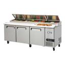 Migali Stainless Steel 3 Door Pizza Prep Refrigerator with 3 Adjustable Shelf, 93 inch Width x 33 inch Depth x 42 inch Height