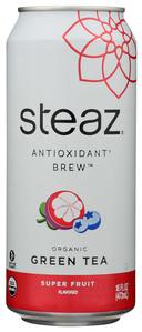 Steaz Organic Super Fruit Iced Green Tea, 16 Fluid Ounce -- 12 per case.