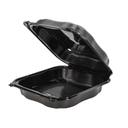 Genpak Polypropylene Black Hinged Square Container, 9.23 x 9.65 x 2.88 inch -- 150 per case