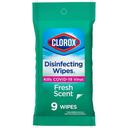 Clorox To Go Fresh Scent Bleach Free Disinfecting Wipes, 9 count - 24 per case