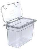 Carlisle StorPlus Clear 1/3 Size Easy Access Hinged Lid Food Storage Container with Two Notches -- 6 per case