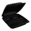 Empress Earth Black Mineral Filled Polypropylene Three Compartment Hinged Container, 9 x 9 x 3 inch -- 150 per case.