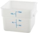 Winco Polypropylene White Square Storage Container, 12 Quart -- 12 per case