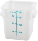Winco Polypropylene White Square Storage Container, 4 Quart -- 48 per case