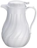 Winco White Swirl Pattern Push Button Insulated Beverage Server, 42 Ounce