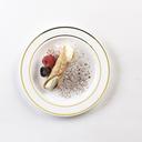 Glimmerware White and Gold Dessert Plate, 6 inch, 10 count per pack -- 12 per case.