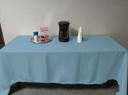 Intedge Light Blue Poly/Cotton Tablecloth, 45 x 110 inch 