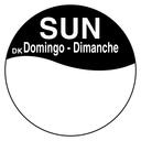 Daymark Round Permanent Half Blank Bilingual Day of the Week Label - Sunday, 1 inch -- 12 rolls per case.
