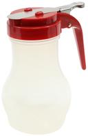 Tablecraft Polypropylene Teardrop Syrup Dispenser with Red Abs Top, 10 Ounce -- 12 per case