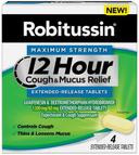 Robitussin Maximum Strength 12 Hour Cough and Mucus Relief Tablets, 4 count per pack -- 24 per case