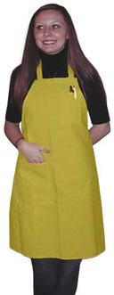 Intedge Yellow Poly/Cotton 1 Hip Pocket Deluxe Bib Apron with 1 Pen Pocket and Matching Ties, 32 inch Long x 28 inch Wide 