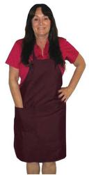 Intedge Burgundy Poly/Cotton 1 Hip Pocket Deluxe Bib Apron with Matching Ties, 32 inch Long x 28 inch Wide 
