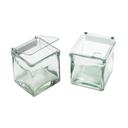 Cal-Mil Solid Plastic Lid with Stainless Steel Hinge with Notch for Glass Jar, 4 x 4 x .5 inch