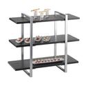 Cal-Mil Midnight Bamboo 3 Shelf Silver Frame Metal Riser, 28 x 12 x 24 inch