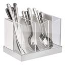 Cal-Mil Luxe White Metal Clear Acyrlic and Stainless Steel Flatware Organizer, 8.125 x 5.625 x 6 inch