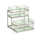 Cal Mil Silver Stair Step Coffee/Tea/Condiment Organizer with Jars, 11 inch Width x 10.5 inch Depth x 11.5 inch Height