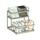 Cal-Mil Silver Stair Step Coffee/Tea/Condiment Organizer with Jars, 11 inch Width x 10.5 inch Depth x 11.5 inch Height