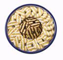 Cal Mil White Round Melamine Serving Tray with Blue Rim, 9.5 inch Dia. x 1.25 inch Height