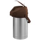 Service Ideas Color Me SVAC Brushed Stainless Finish Vacuum Insulated Airpot with Brown Lever Pump Lid, 2.5 Liter Capacity -- 6 per case