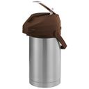 Service Ideas Color Me SVAC Brushed Stainless Finish Vacuum Insulated Airpot with Brown Lever Pump Lid, 3.7 Liter Capacity