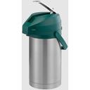 Service Ideas Color Me SVAC Brushed Stainless Finish Vacuum Insulated Airpot with Green Lever Pump Lid, 3 Liter Capacity -- 6 per case
