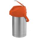 Service Ideas Color Me SVAC Brushed Stainless Finish Vacuum Insulated Airpot with Orange Lever Pump Lid, 2.5 Liter Capacity -- 6 per case