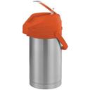 Service Ideas Color Me SVAC Brushed Stainless Finish Vacuum Insulated Airpot with Orange Lever Pump Lid, 3 Liter Capacity -- 6 per case