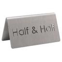 Service Ideas 18/8 Stainless Steel Brushed Finish Half and Half Laser Cut ID Table Tent, 1.75 inch Width x 1.5 inch Height