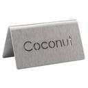 Service Ideas 18/8 Stainless Steel Brushed Finish Coconut Laser Cut ID Table Tent, 1.75 inch Width x 1.5 inch Height