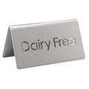 Service Ideas 18/8 Stainless Steel Brushed Finish Dairy Free Laser Cut ID Table Tent, 1.75 inch Width x 1.5 inch Height
