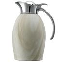 Service Ideas Nicollet Series 18/8 Stainless Steel White Marble Finish Vacuum Insulated Carafe with Flip Top, 1 Liter Capacity