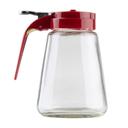 Tablecraft Modern Collection Red Plastic Top Glass Syrup Dispenser, 12 Ounce Capacity -- 12 per case