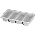 Tablecraft Polyethylene Gray 4 Compartment Cutlery Bin, 21.75 x 11.75 x 3.75 inch -- 12 per case