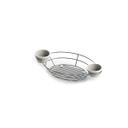 Tablecraft Meranda Collection Heavyweight Chrome Plated Steel Oval Basket with Integrated Ramekin, 13 x 7 x 2 inch