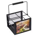 Tablecraft Black Powder Coated Metal Squeeze Bottle Caddy with Handle - Holds 4 63mm Bottles, 7.25 x 7.25 x 4.875 inch -- 2 per case