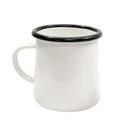 Tablecraft Enamelware Collection Creamy White with Black Rim Mug, 16 Ounce Capacity