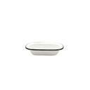 Tablecraft Enamelware Collection 18 Ounce Creamy White with Black Rim Rectangular Serving Pan, 7.75 x 5.75 x 1.75 inch