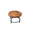 Tablecraft Industrial Collection Acacia and Black Powder Coated Metal Rotating Cake Stand, 13 inch Dia. X 6 inch